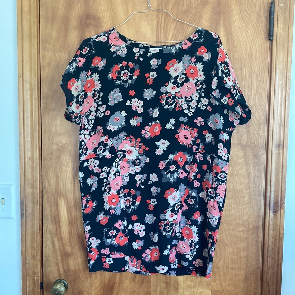 Joie silk floral shift dress sz M
